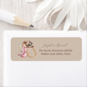  Boots and Bubbly Brown Western Bridal Shower Return Address Label