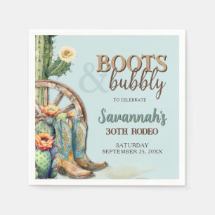 Boots and Bubbly Cactus Country Theme Birthday Napkin