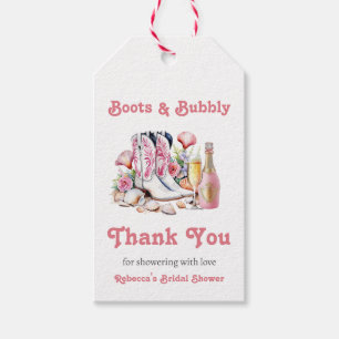 Boots and Bubbly Coastal Cowgirl Bridal Shower Gift Tags