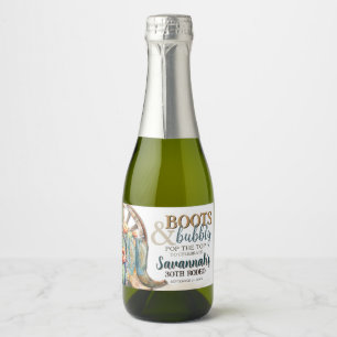 Boots and Bubbly Country Cowgirl Western Birthday Sparkling Wine Label