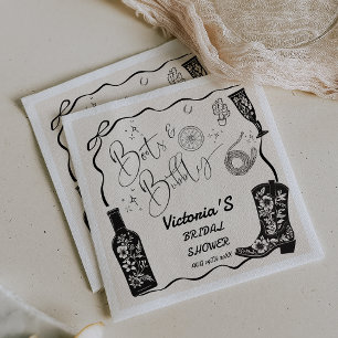 Boots and Bubbly Country Western Bridal Shower Napkin