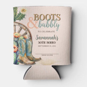 Boots and Bubbly Country Western Cactus Birthday Can Cooler