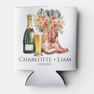 Boots and Bubbly Couples Shower Can Cooler
