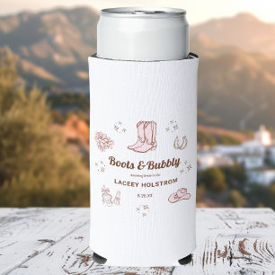 Boots And Bubbly Cowgirl Bridal Shower Party Favou Seltzer Can Cooler