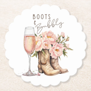 Boots and Bubbly Paper Coaster