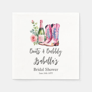 Boots and Bubbly Pink Bridal Shower Napkin
