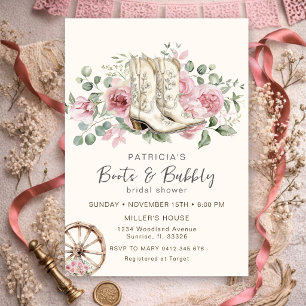 Boots and Bubbly Pink Cowgirl Bridal Shower  Invitation