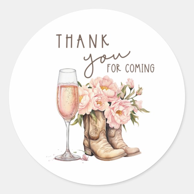 Boots and Bubbly Round Stickers (Front)