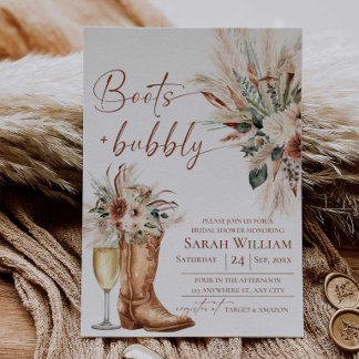 Boots and Bubbly Rustic Bridal Shower Invitation