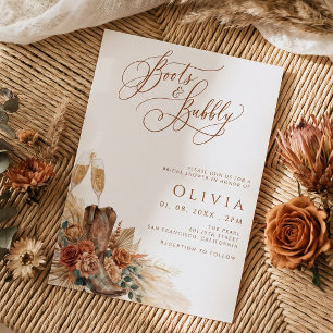 Boots and Bubbly Rustic Western Bridal Shower Invitation