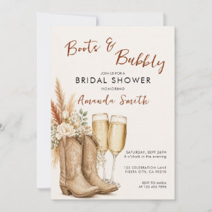 Boots and Bubbly Terracotta Western Bridal Shower Invitation