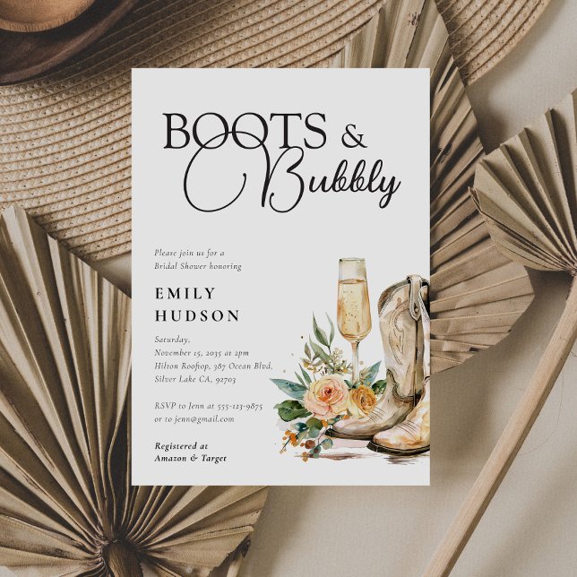 Boots and Bubbly Western Bridal Shower Invitation (Creator Uploaded)