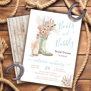 Boots and Bubbly Western Cowgirl Bridal Shower Invitation