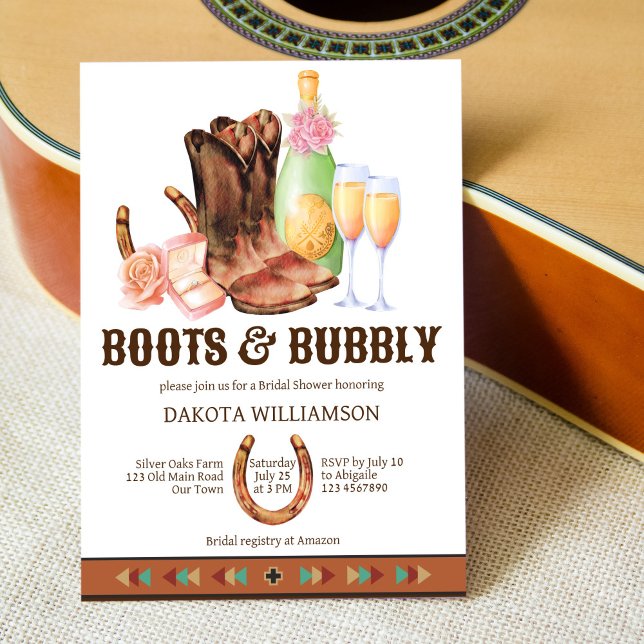 Boots and bubbly western cowgirl brunch invitation (Creator Uploaded)