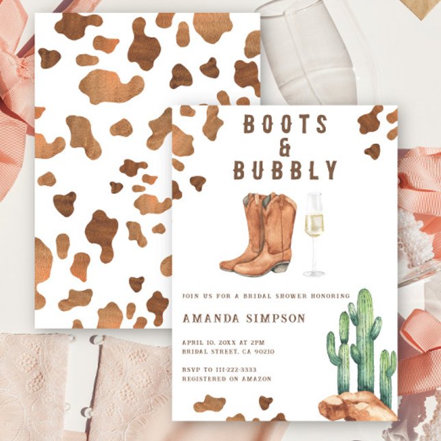 Boots and Bubbly Western Rodeo Bridal Shower  Invitation (Creator Uploaded)