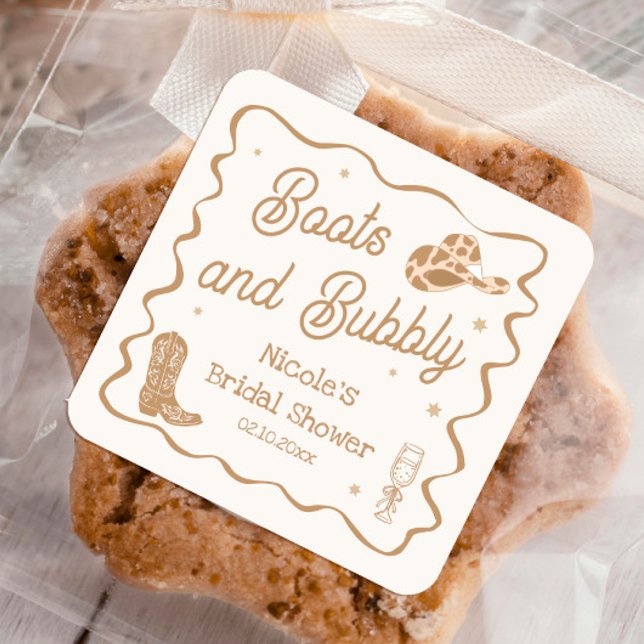 Boots and Bubby Bridal Shower Square Sticker (Creator Uploaded)