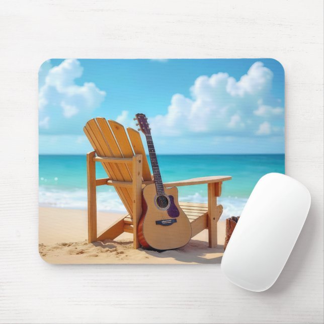 Boots and Guitar On a Beach Mouse Pad (With Mouse)