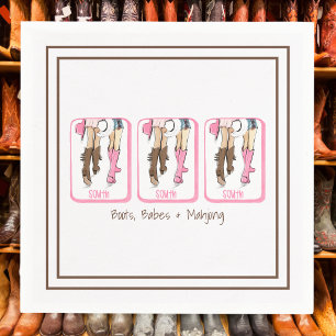 Boots, Babes & Mahjong / Western Mahjong Party Napkin