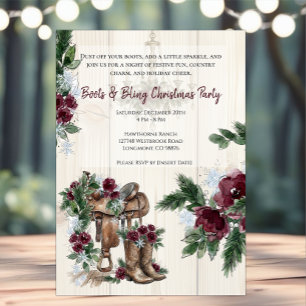 Boots & Bling Christmas Party Invitation