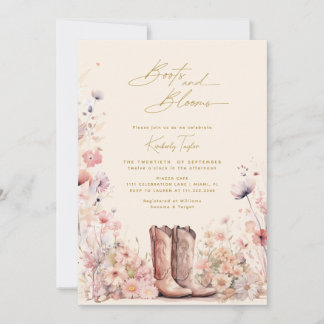 Boots & Blooms Floral Cowgirl Bridal Shower Invitation