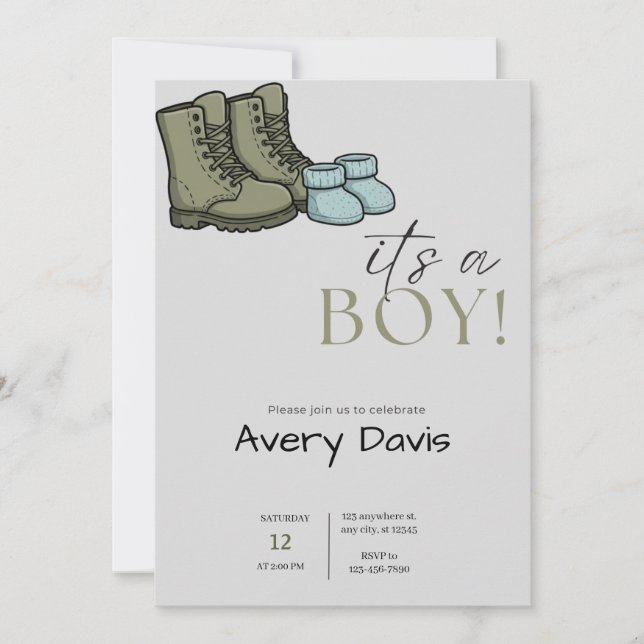 Boots & Booties" Baby Shower Invitation (Front)