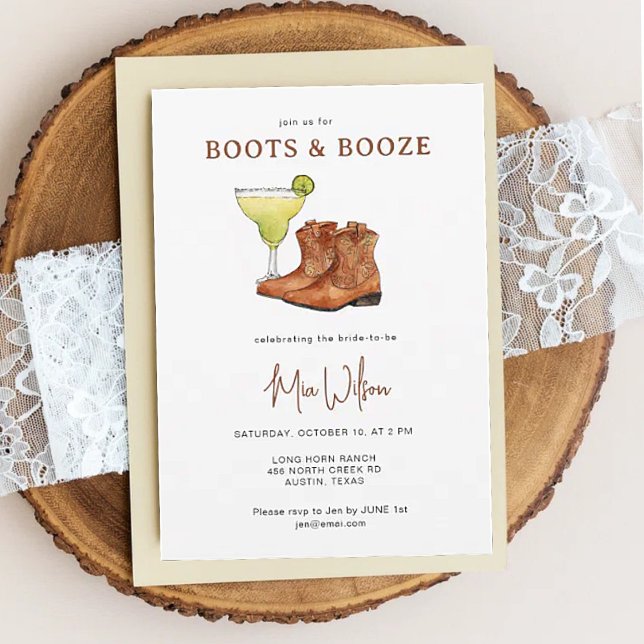 Boots & Booze Cowgirl Bridal Shower  Invitation (Creator Uploaded)