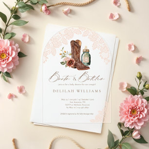 Boots & Bottles Cowgirl Western Baby Shower Arch Acrylic Invitations