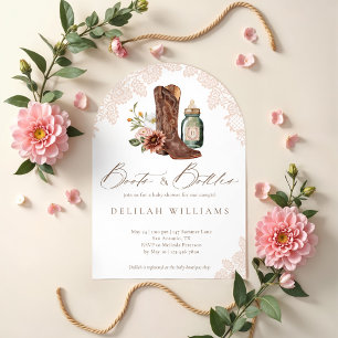 Boots & Bottles Cowgirl Western Baby Shower Arch Invitation