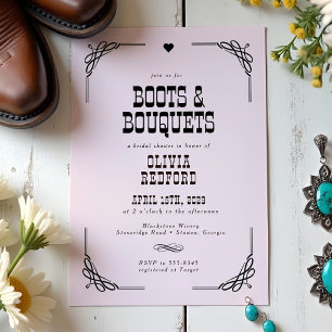 Boots & Bouquets Western Cowgirl Bridal Shower Invitation