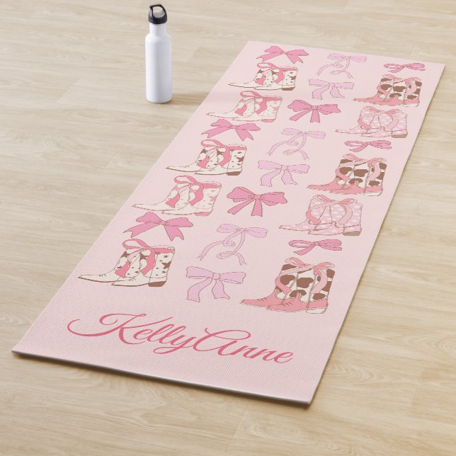 Boots & Bows Girly Western Personalised Yoga Mat (In Situ)