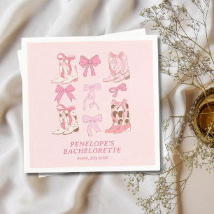 Boots & Bows Pink Cowgirl Bachelorette Party Napkin