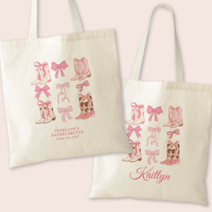 Boots & Bows Pink Cowgirl Coquette Bachelorette Tote Bag