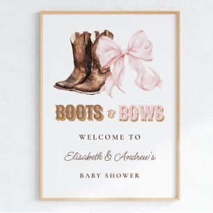 Boots & Bows TWINS Baby Shower Welcome Poster
