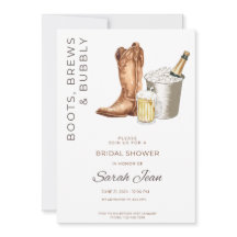 Boots, Brews and Bubbly Bridal Shower Invite