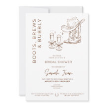 Boots, Brews and Bubbly Bridal Shower Invite