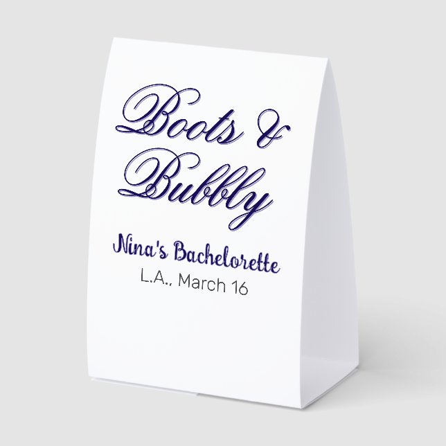 Boots & Bubble bachelorette party name purpleplace (Front)