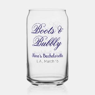 Boots & Bubble bachelorette party name purpleplace Can Glass