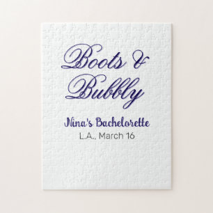 Boots & Bubble bachelorette party name purpleplace Jigsaw Puzzle