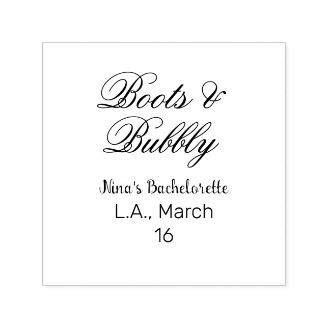 Boots & Bubble bachelorette party name purpleplace Self-inking Stamp (Design)