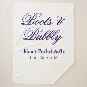 Boots & Bubble bachelorette party name purpleplace Sherpa Blanket
