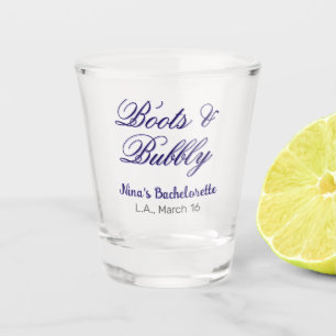Boots & Bubble bachelorette party name purpleplace Shot Glass