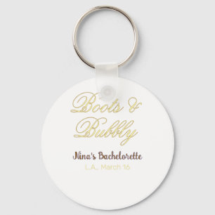Boots & Bubble bachelorette party name yellow gold Key Ring