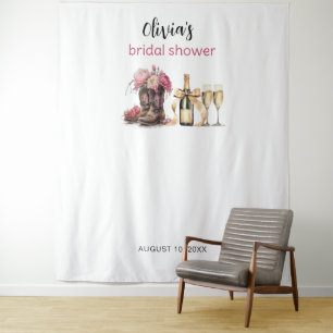 Boots Bubbles Bridal Shower Backdrop Photo booth Tapestry