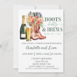 Boots, Bubbly, and Brews Before the I Do's Invitation<br><div class="desc">Watercolor floral boots,  bubbly and brews invitation. Perfect for a western style couple's shower.</div>