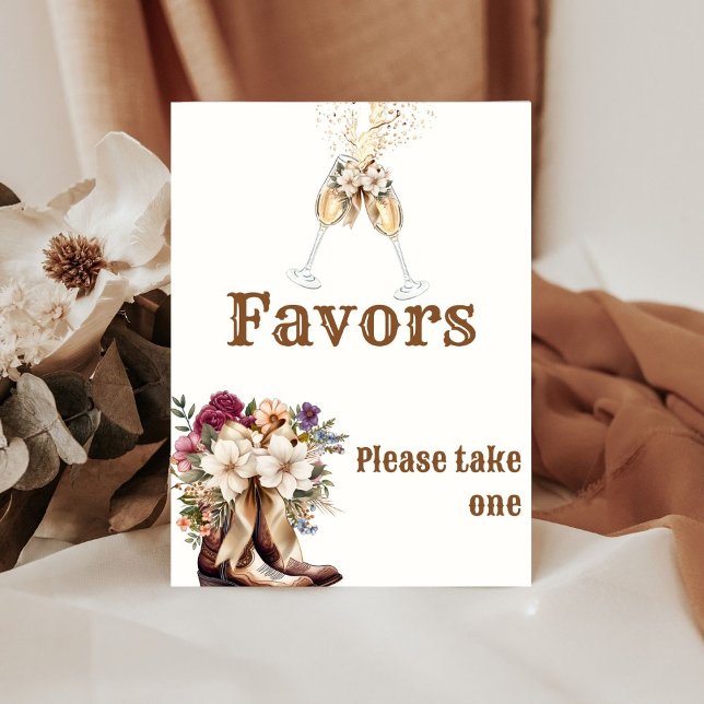 Boots & Bubbly Boho western Bridal Shower favours  Pedestal Sign (Creator Uploaded)