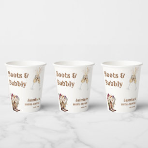 Boots & Bubbly Boho Western Bridal shower Party Paper Cups