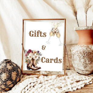 Boots & Bubbly Boho western Bridal Shower Welcome Poster
