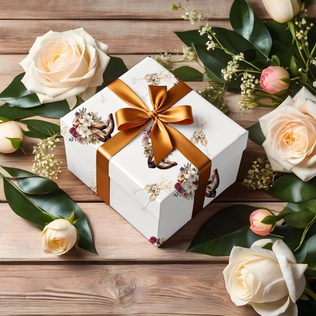Boots & Bubbly Boho western Bridal Shower Wrapping Paper Sheet (Creator Uploaded)