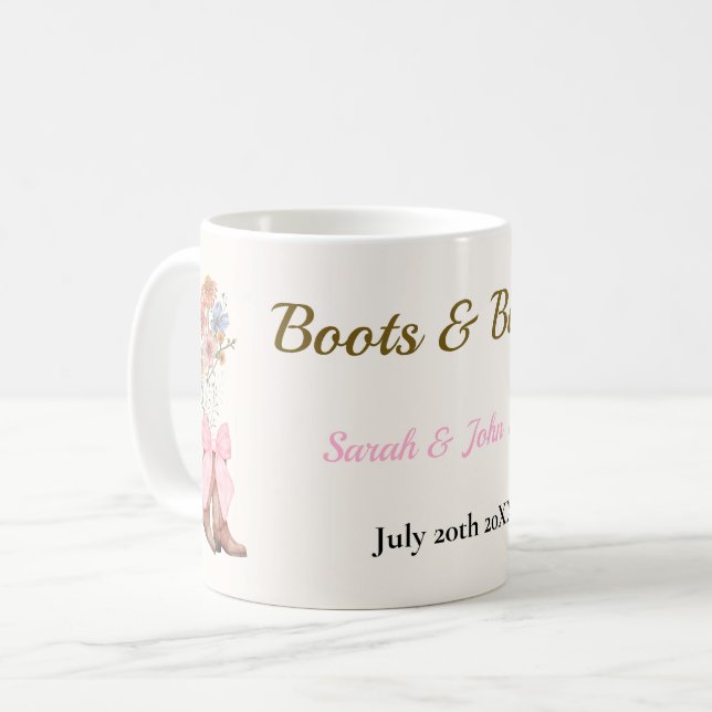Boots & Bubbly Bridal Shower Coffee Mug (Front Left)