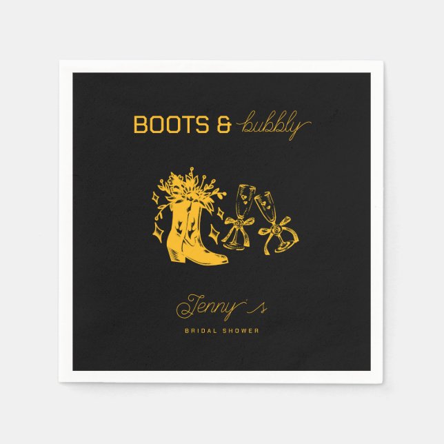 Boots & Bubbly Bridal Shower Napkin (Front)